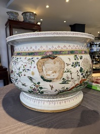 A large famille rose-style 'phoenix' fish bowl or jardini&egrave;re, Samson, Paris, 19th C.