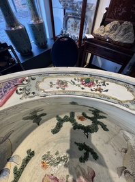 A large famille rose-style 'phoenix' fish bowl or jardini&egrave;re, Samson, Paris, 19th C.