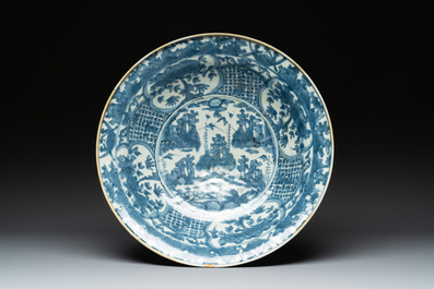 Four Chinese blue and white Swatow dishes, Ming
