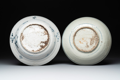 Four Chinese blue and white Swatow dishes, Ming