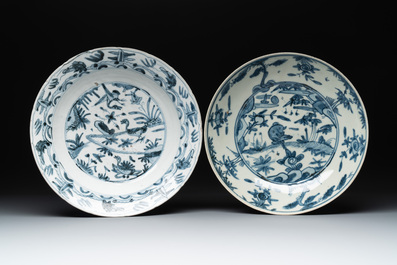 Four Chinese blue and white Swatow dishes, Ming