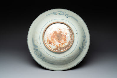 Four Chinese blue and white Swatow dishes, Ming