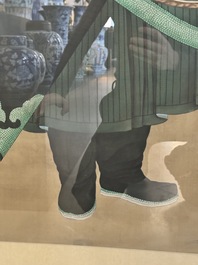 Chinese school: 'Manchu archer', ink and colour on silk, 18/19th C.