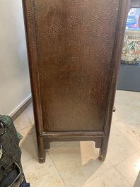 A large Chinese lacquered tapered round-corner cabinet, 'yuanjiaogui', Ming, 16/17th C.
