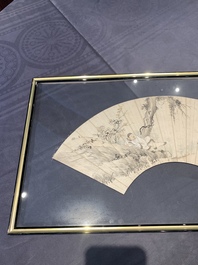 Two Chinese fans, ink and colour on paper, signed Zhang Chengxi 張承熙, dated 1919