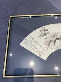Two Chinese fans, ink and colour on paper, signed Zhang Chengxi 張承熙, dated 1919