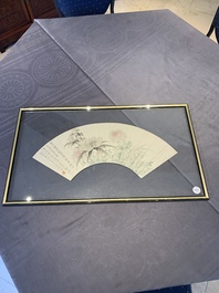Two Chinese fans, ink and colour on paper, signed Zhang Chengxi 張承熙, dated 1919