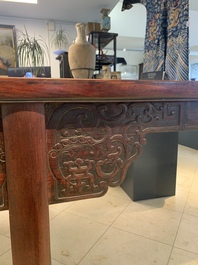 A Chinese hardwood recessed-leg altar table, 'qiaotouan', 19/20th C.