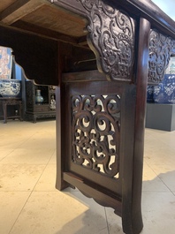 A Chinese hardwood recessed-leg altar table, 'qiaotouan', 19/20th C.