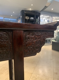 A Chinese hardwood recessed-leg altar table, 'qiaotouan', 19/20th C.