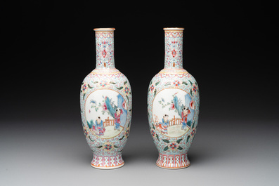 R1A pair of Chinese famille rose 'boys' vases, Qianlong mark, Republic