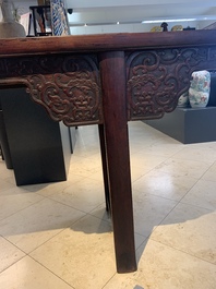 A Chinese hardwood recessed-leg altar table, 'qiaotouan', 19/20th C.