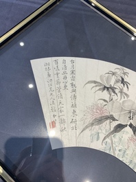 Two Chinese fans, ink and colour on paper, signed Zhang Chengxi 張承熙, dated 1919