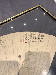 Two Chinese fans, ink and colour on paper, signed Zhang Chengxi 張承熙, dated 1919
