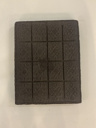 Three Chinese pressed black tea bricks, Hubei, 20th C.