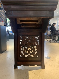 A Chinese hardwood recessed-leg altar table, 'qiaotouan', 19/20th C.