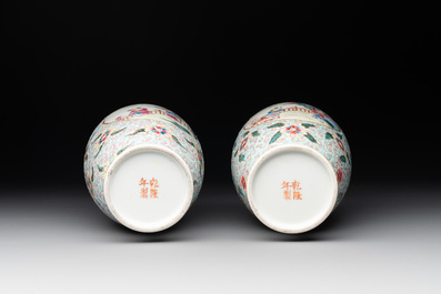 R1A pair of Chinese famille rose 'boys' vases, Qianlong mark, Republic