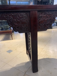 A Chinese hardwood recessed-leg altar table, 'qiaotouan', 19/20th C.