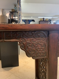 A Chinese hardwood recessed-leg altar table, 'qiaotouan', 19/20th C.