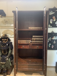 A large Chinese lacquered tapered round-corner cabinet, 'yuanjiaogui', Ming, 16/17th C.