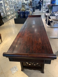A Chinese hardwood recessed-leg altar table, 'qiaotouan', 19/20th C.