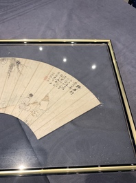 Two Chinese fans, ink and colour on paper, signed Zhang Chengxi 張承熙, dated 1919