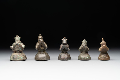 Ten Burmese bronze bird-form opium weights, 18/19th C.
