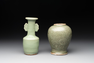Seven Chinese Longquan celadon wares, Yuan/Ming