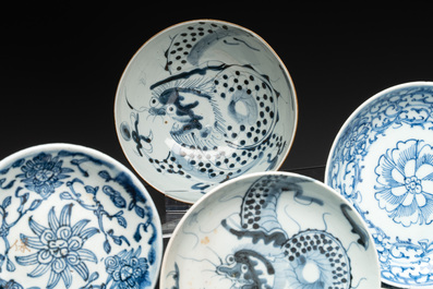 An impressive collection of 50 Chinese Dehua blue and white wares, 19th C.