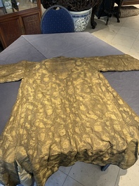 An Ottoman gold-thread-embroidered silk kaftan, probably 18th C.