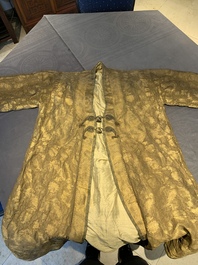 An Ottoman gold-thread-embroidered silk kaftan, probably 18th C.
