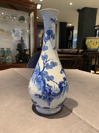 A blue and white French faience pear-shaped chinoiserie vase, Nevers, late 17th C.