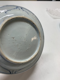Three Chinese blue and white ko-sometsuke plates for the Japanese market, late Ming