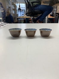 A collection of 36 pieces Chinese blue, white and famille rose cups and saucers, Yongzheng/Qianlong