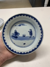 Three Chinese blue and white ko-sometsuke plates for the Japanese market, late Ming