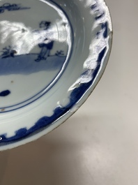 Three Chinese blue and white ko-sometsuke plates for the Japanese market, late Ming