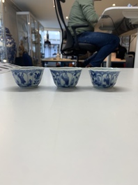 A collection of 36 pieces Chinese blue, white and famille rose cups and saucers, Yongzheng/Qianlong