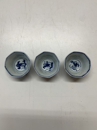 A collection of 36 pieces Chinese blue, white and famille rose cups and saucers, Yongzheng/Qianlong