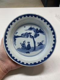 Three Chinese blue and white ko-sometsuke plates for the Japanese market, late Ming