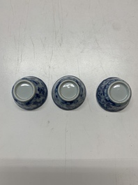 A collection of 36 pieces Chinese blue, white and famille rose cups and saucers, Yongzheng/Qianlong