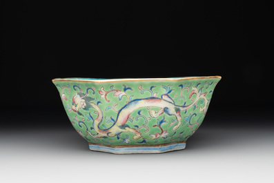 Two Chinese famille rose 'dragon' bowls, Tongzhi mark and of the period