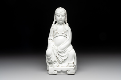 A Chinese Dehua blanc de Chine figure of Wenchang, 20th C.