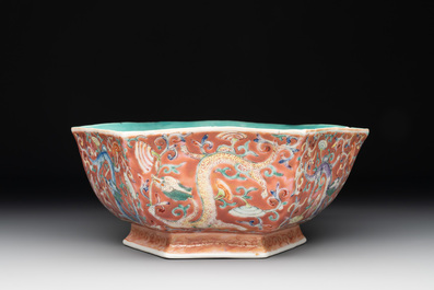 Two Chinese famille rose 'dragon' bowls, Tongzhi mark and of the period