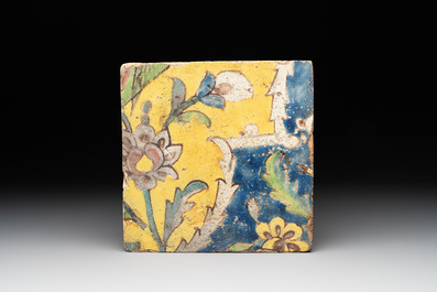 Five Islamic and Persian pottery tiles, 14/19th C.