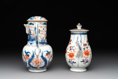 Two Chinese Imari-style jugs with covers, 18th C.