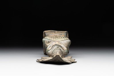 A Khmer bronze figure of Buddha Mucilinda, Angkor period, 12/13th C.