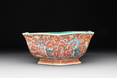 Two Chinese famille rose 'dragon' bowls, Tongzhi mark and of the period
