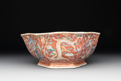 Two Chinese famille rose 'dragon' bowls, Tongzhi mark and of the period