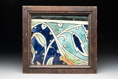 Five Islamic and Persian pottery tiles, 14/19th C.