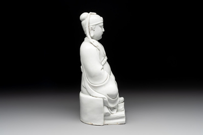 A Chinese Dehua blanc de Chine figure of Wenchang, 20th C.